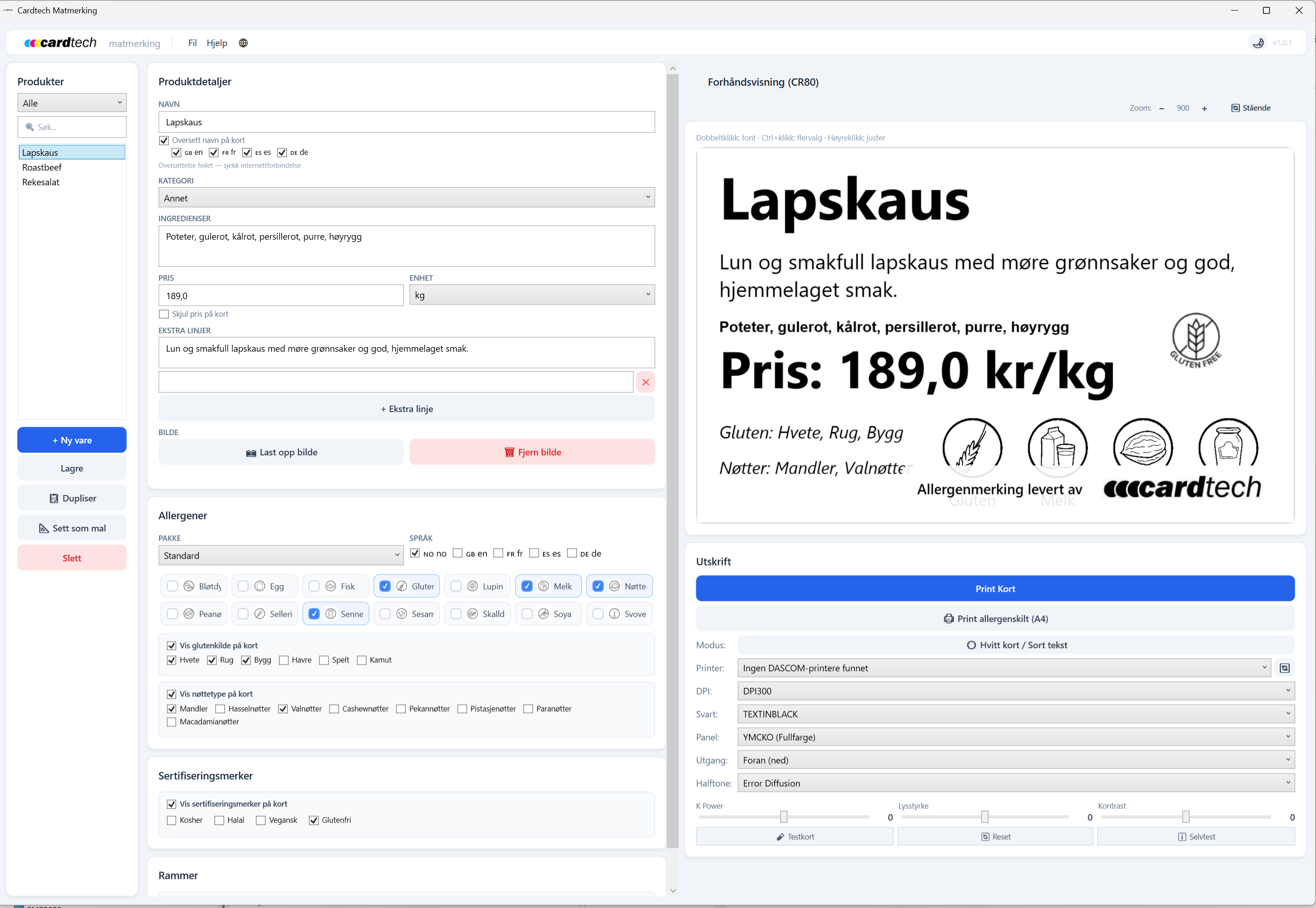 Beste praksis for allergenkort
