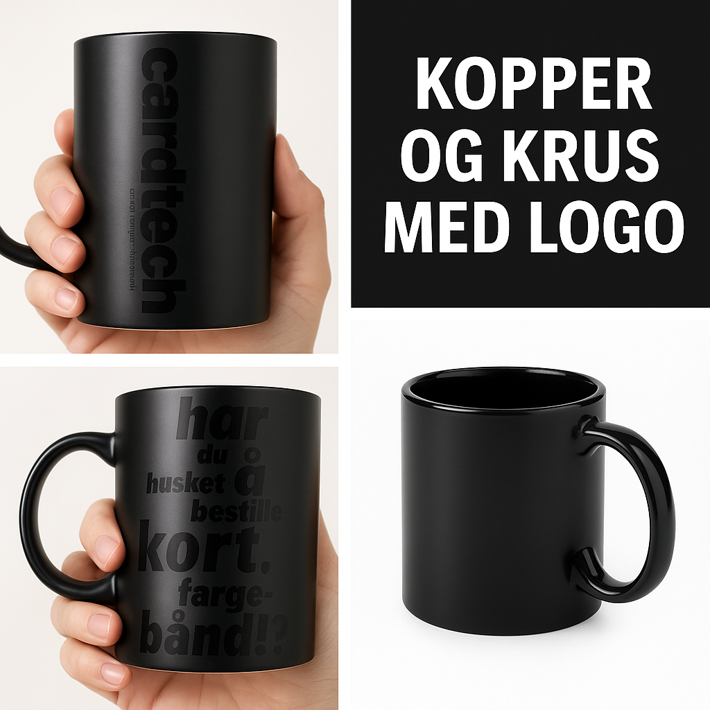 Kopper og drikkeflasker med logo